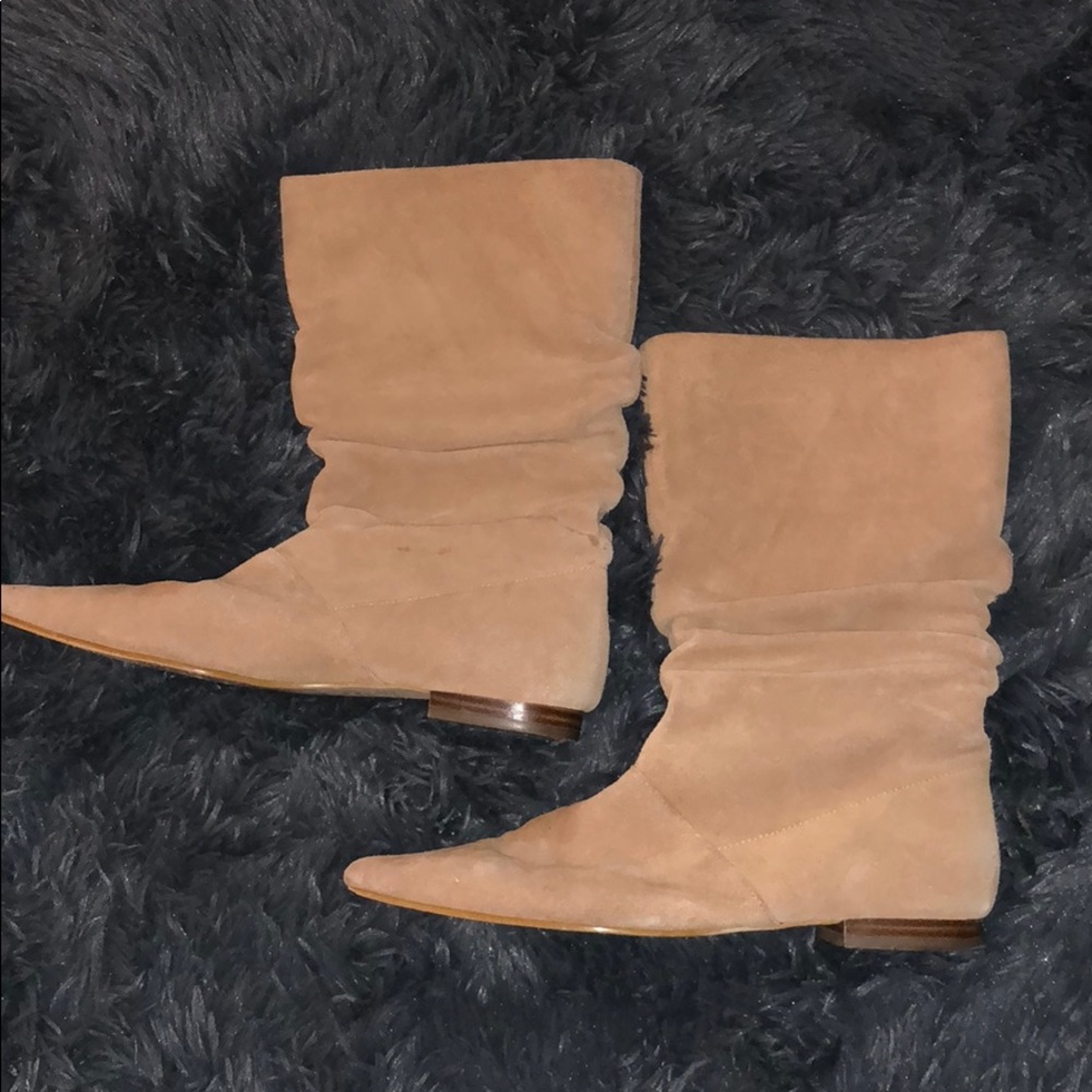 Real Suede Tan Flat Boots by Rampage